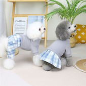 Seria gri Haine pentru câini Toamnă Cățeluș Rochie cu glugă pentru câini de talie mică Pomeranian Cuplu De Costum Salopetă de pisică Rochii de cămașă tricotate