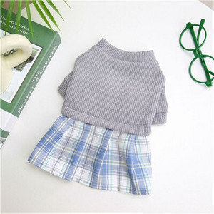 Seria gri Haine pentru câini Toamnă Cățeluș Rochie cu glugă pentru câini de talie mică Pomeranian Cuplu De Costum Salopetă de pisică Rochii de cămașă tricotate