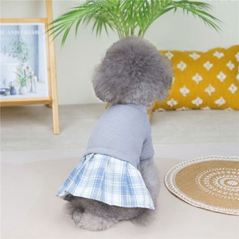 Γκρι Σειρά Ρούχα Σκύλου Φθινοπωρινό φόρεμα με κουκούλα για κουτάβια για μικρά σκυλιά Pomeranian Ζευγάρι Κοστουμιών Γάτα Φόρεμα Πλεκτό Πλεκτό Πουκάμισο