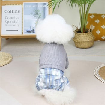 Γκρι Σειρά Ρούχα Σκύλου Φθινοπωρινό φόρεμα με κουκούλα για κουτάβια για μικρά σκυλιά Pomeranian Ζευγάρι Κοστουμιών Γάτα Φόρεμα Πλεκτό Πλεκτό Πουκάμισο