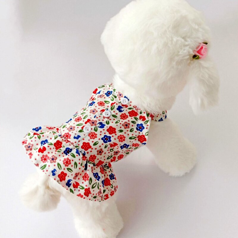 Oblečenie pre domáce zvieratá Letné nové oblečenie pre psov a mačky Sladké potlačené princeznovské šaty pre čivavu, pomeranian, plyšové šaty bez rukávov