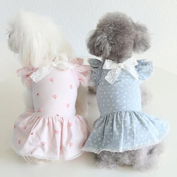 Φόρεμα φλοράλ σκύλου γάτας Φούστα για κατοικίδια Κουτάβι Πουκάμισο Ανοιξιάτικο/Καλοκαίρι Ρούχα 5 μεγέθη 2 χρώματα