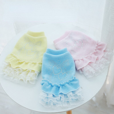 Jesenné a zimné šaty pre princeznú pre psov, stredne veľké a malé, teplé pletené svetery pre mačiatka a šteniatka, sladký sveter pre čivavu a yorkshirský pes