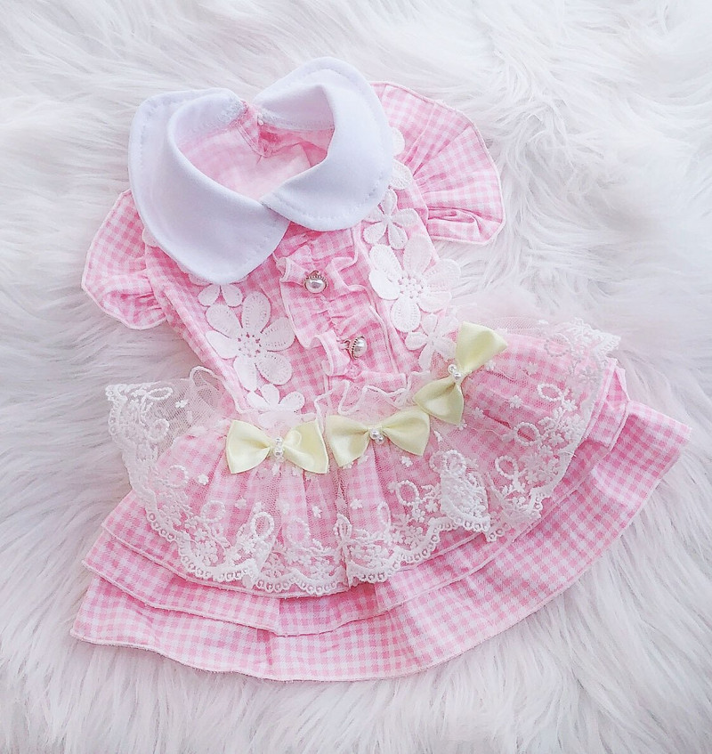 Princeznovské šaty pre psa a mačku s kockovaným a kvetinovým vzorom, sukňa pre domáce zvieratá, oblečenie na jar/leto