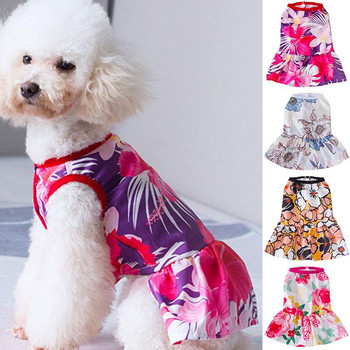 Εκτύπωση Φούστα σκύλου Γιλέκο Φόρεμα για κατοικίδια Καλοκαιρινό Φόρεμα για κουτάβι Αξεσουάρ Φόρεμα για κατοικίδια Πολύχρωμα Λουλούδια Φόρεμα Ρούχα Αμάνικα Μπλουζάκια