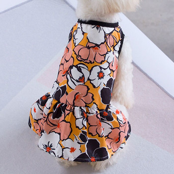 Εκτύπωση Φούστα σκύλου Γιλέκο Φόρεμα για κατοικίδια Καλοκαιρινό Φόρεμα για κουτάβι Αξεσουάρ Φόρεμα για κατοικίδια Πολύχρωμα Λουλούδια Φόρεμα Ρούχα Αμάνικα Μπλουζάκια