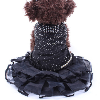 Куче Котка Булчинска рокля Tutu Bling Стрази с шипове Pet Puppy Princess Пола Рокли Облекло Дрехи Облекло 5 размера