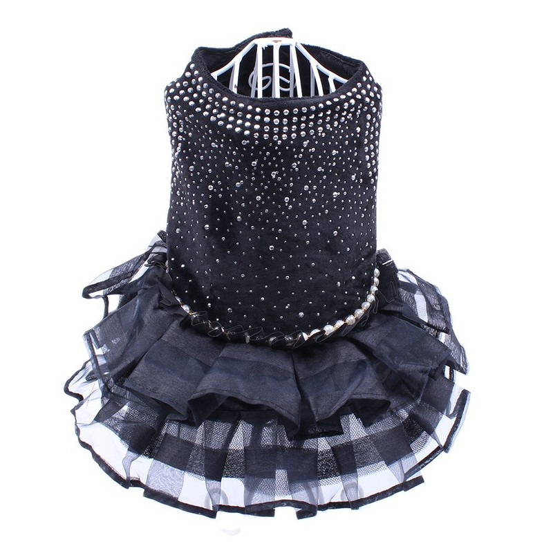 Svadobné šaty pre psov a mačky, tutu, zdobené kamienkami, zdobené, pre domáce zvieratá, šteniatko, princezná, sukňa, šaty, outfit, oblečenie, 5 veľkostí