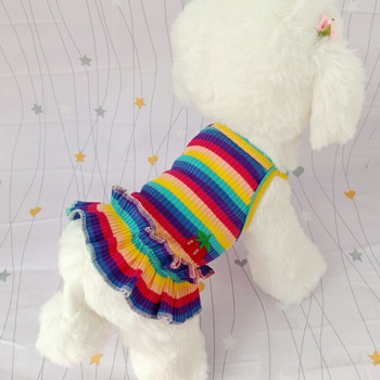 2022 Summer Puppy Dog Ριγέ Φόρεμα Cherry Princess Cats Sling Sling Ρούχα για Pet Chihuahua Bulldog Φόρεμα για κατοικίδια
