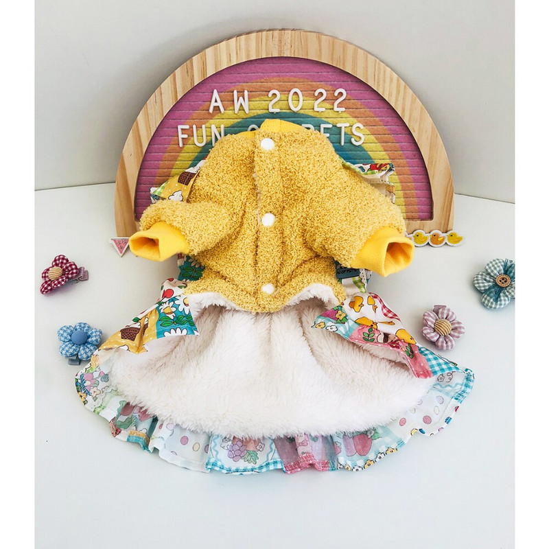 Suknelė šuniui Rudeninė žieminė vilna katė princesė sijonas naminis mielas mezginys storas megztinis šuniukas mielas šiltas paltukas pudelis čihuahua jorkšyras