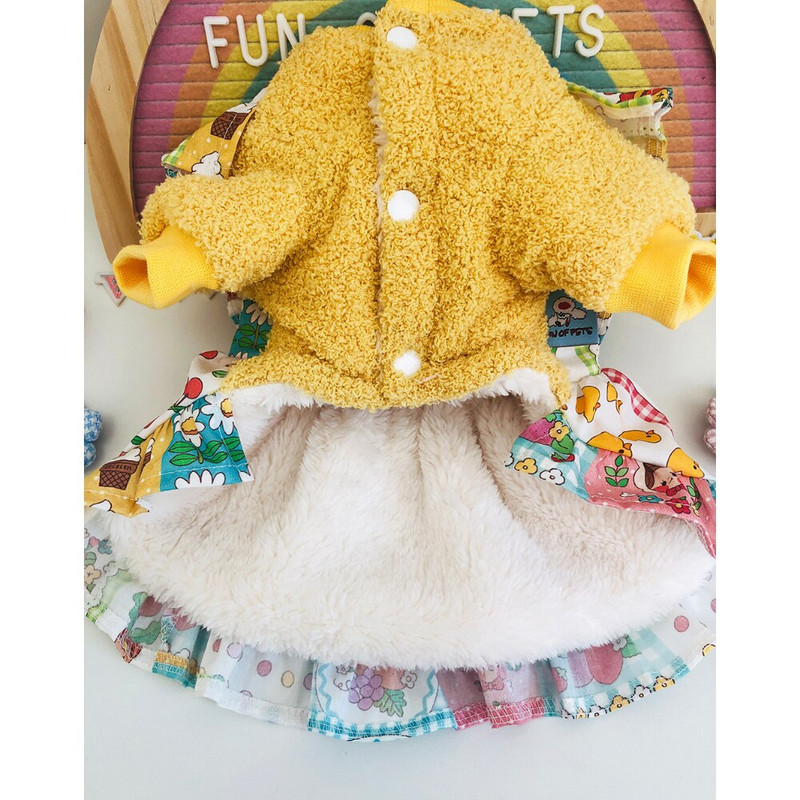 Suknelė šuniui Rudeninė žieminė vilna katė princesė sijonas naminis mielas mezginys storas megztinis šuniukas mielas šiltas paltukas pudelis čihuahua jorkšyras