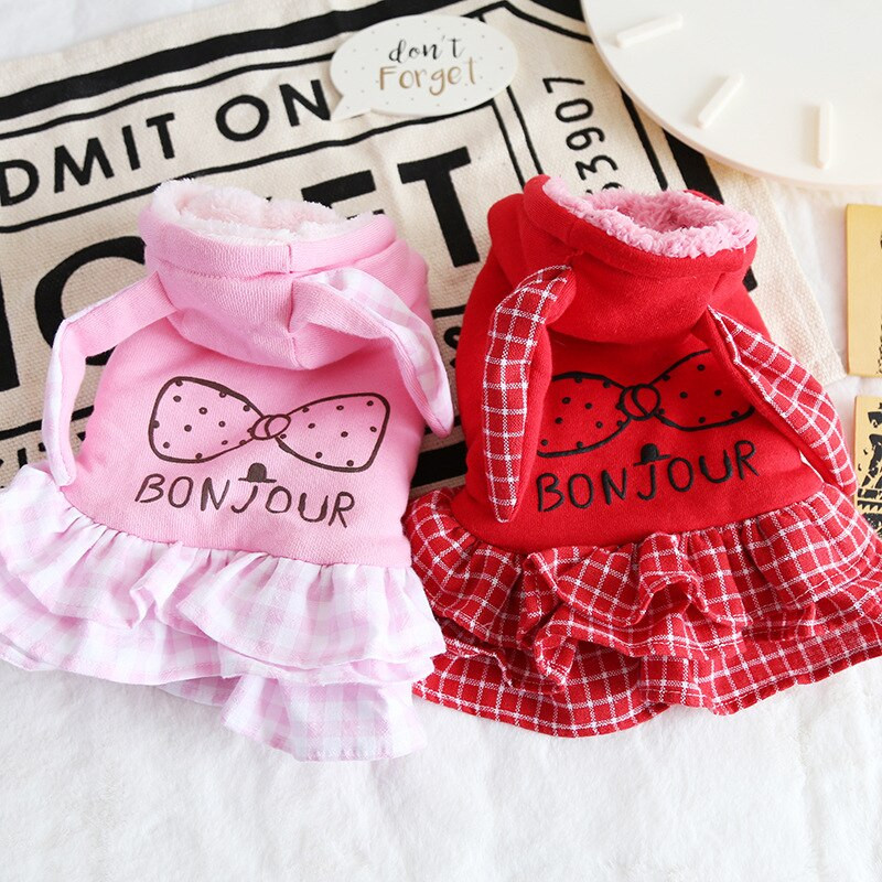 V predaji zajačie šaty pre malého psa jeseň/zima roztomilé uši XS SM domáce zvieratá oblečenie pre mačku malé zvieratká čivavy potreby