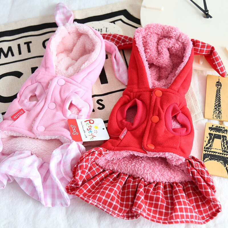 V predaji zajačie šaty pre malého psa jeseň/zima roztomilé uši XS SM domáce zvieratá oblečenie pre mačku malé zvieratká čivavy potreby