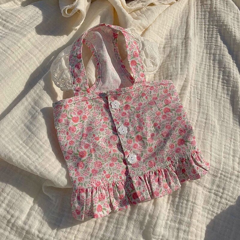 Rochie de trandafir pentru animale de companie Cățeluș Haine drăguță Fusta subțire de pluș Rochie de vară Bichon Haine populare pentru câini Articole pentru animale de companie