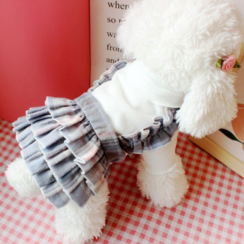 Ριγέ φόρεμα Ενδύματα για κατοικίδια Σκυλιά συνονθύλευμα φούστα για ρούχα σκυλιών Εκτύπωση κοστούμι Bichon χαριτωμένο φθινόπωρο χειμώνα Gary κορίτσι γιακά Perro