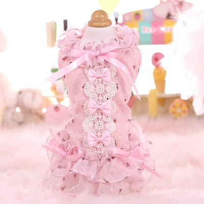 Haine pentru câini de talie mică Rochie de mireasă Îmbrăcăminte pentru animale de companie pentru câini și pisici cu imprimeu fustă din dantelă pentru pisici rochii de vară costum prințesă cățeluș roz