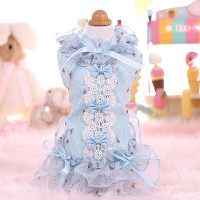 Haine pentru câini de talie mică Rochie de mireasă Îmbrăcăminte pentru animale de companie pentru câini și pisici cu imprimeu fustă din dantelă pentru pisici rochii de vară costum prințesă cățeluș roz