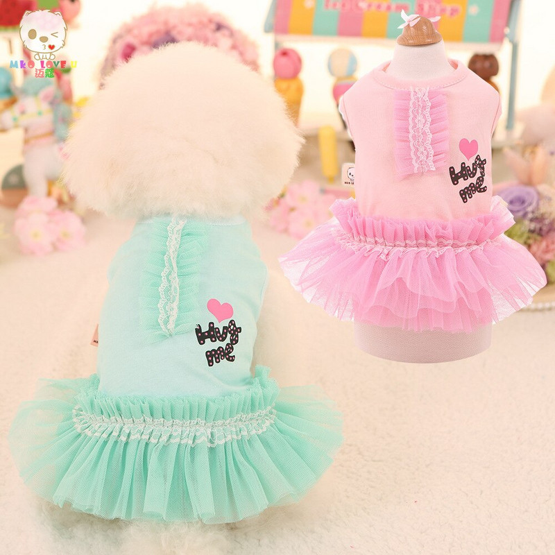 Väikeste koerte riided Pulmakleit Lemmikloomarõivad Koertele ja Kassidele Prindi Kassipits Seelik Suvekleidid Kutsika Printsessi Kostüüm Roosa