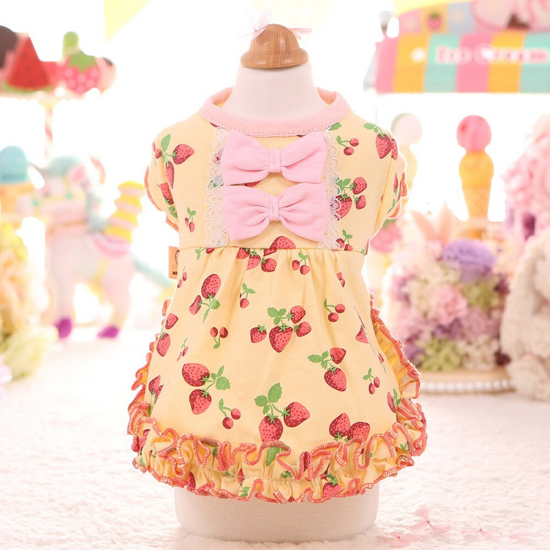 Väikeste koerte riided Pulmakleit Lemmikloomarõivad Koertele ja Kassidele Prindi Kassipits Seelik Suvekleidid Kutsika Printsessi Kostüüm Roosa