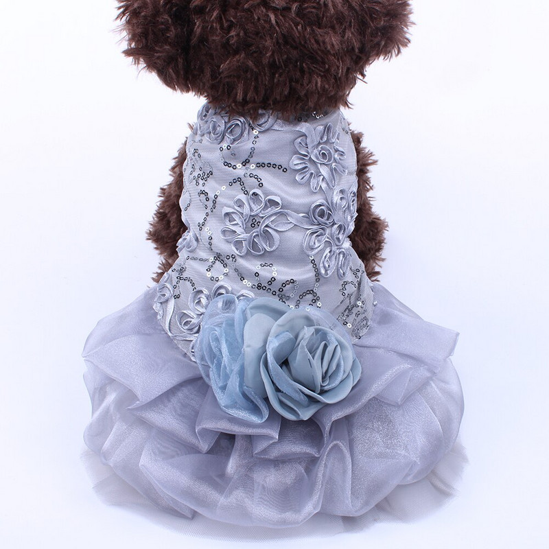 Câini Pisici Rochie de mireasă Tutu Flori Dantela Design Pet Cățeluș Fusta Rochii Îmbrăcăminte de petrecere