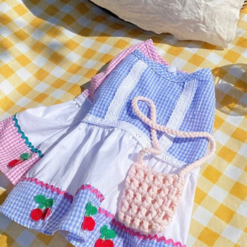 Νωρίς το φθινόπωρο Λεπτό φόρεμα για κατοικίδια Ρούχα για σκύλους Teddy καρό φούστα Poodle πουλόβερ Puppy Princess Skirt Pet Supplies XS-XL