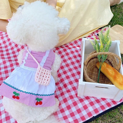 Ranojesenska tanka haljina za kućne ljubimce Odjeća za pse Teddy karirana suknja Pulover za pudlice Suknja za štene Princeza Oprema za kućne ljubimce XS-XL