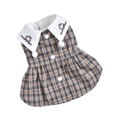 Φόρεμα με κουκούλα με κουκούλα με καρό σχέδιο για σκύλους-γάτα Ρούχα για φθινοπωρινά/χειμωνιάτικα ρούχα για το Chihuaha Yorkie