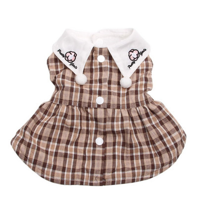 Φόρεμα με κουκούλα με κουκούλα με καρό σχέδιο για σκύλους-γάτα Ρούχα για φθινοπωρινά/χειμωνιάτικα ρούχα για το Chihuaha Yorkie