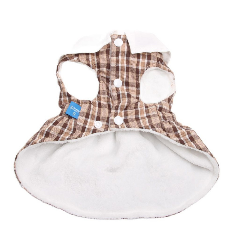 Φόρεμα με κουκούλα με κουκούλα με καρό σχέδιο για σκύλους-γάτα Ρούχα για φθινοπωρινά/χειμωνιάτικα ρούχα για το Chihuaha Yorkie