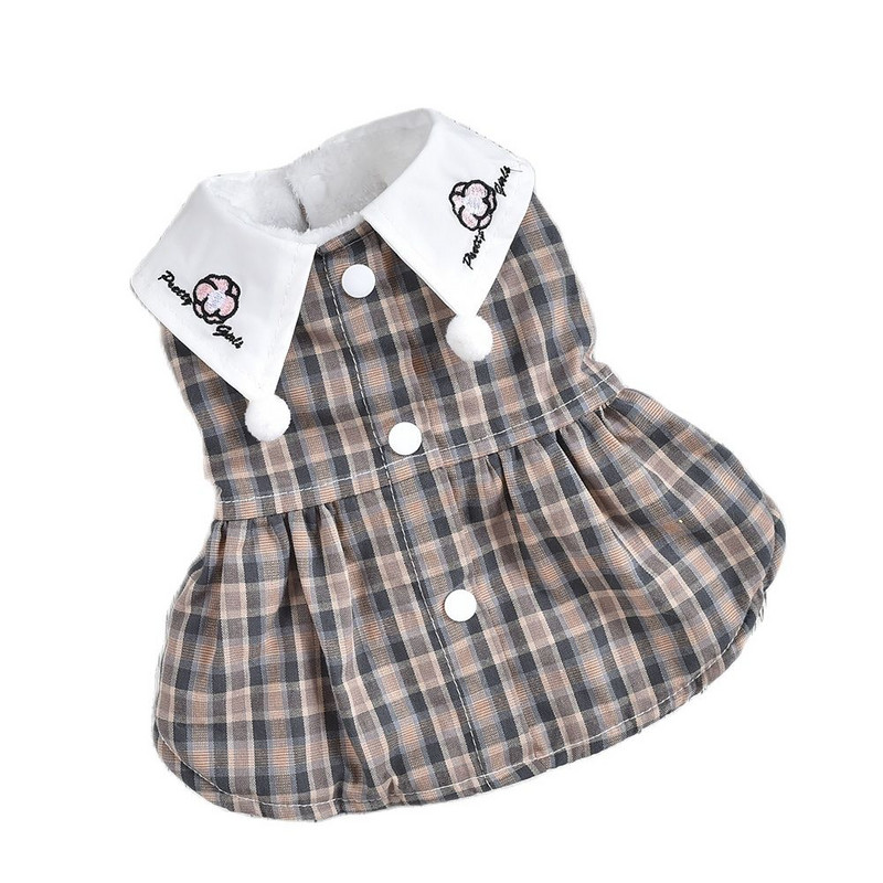 Φόρεμα με κουκούλα με κουκούλα με καρό σχέδιο για σκύλους-γάτα Ρούχα για φθινοπωρινά/χειμωνιάτικα ρούχα για το Chihuaha Yorkie