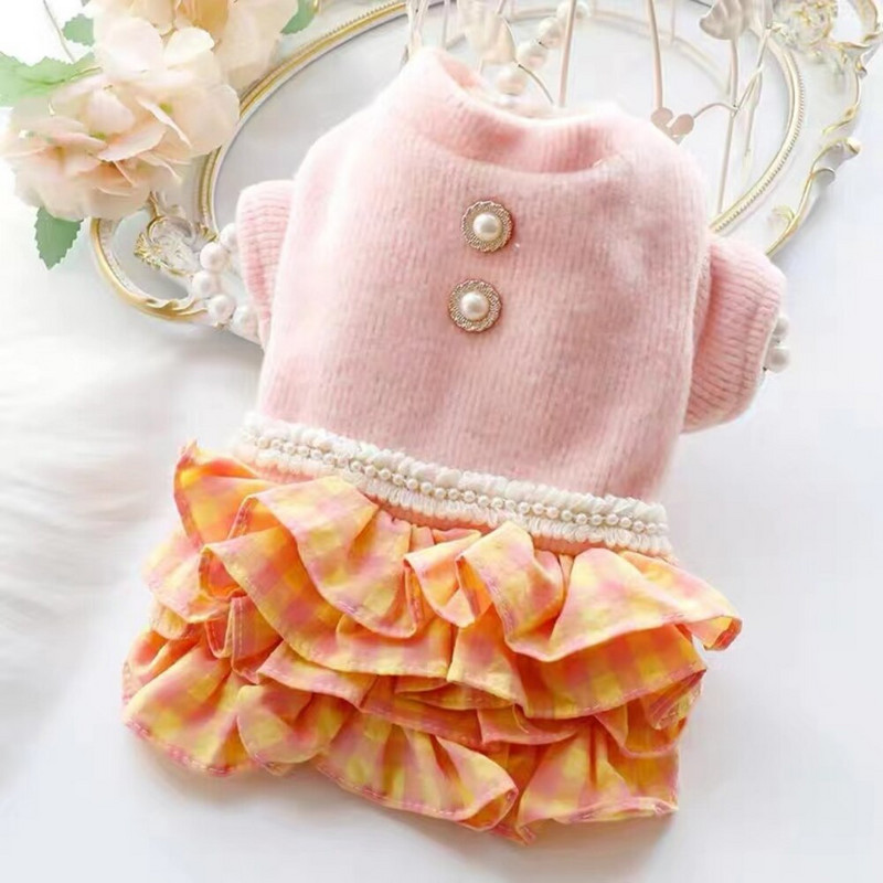 Lemmiklooma riided Talvine Sügis Printsessi Kleit Väike Koer Soe Kampsun Kass Mood Villane Seelik Kutsikas Armas Paks Kasukas Bulldog Yorkshire