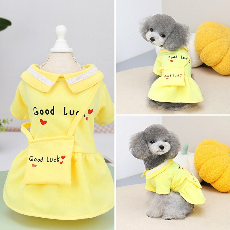 2022 Νέα καλοκαιρινά ρούχα για κατοικίδια Μικρή τσάντα φόρεμα για μικρά σκυλιά Πορτοκαλί κίτρινο νυφικά για σκύλους γάτας Ρούχα Yorkshire Chihuahua