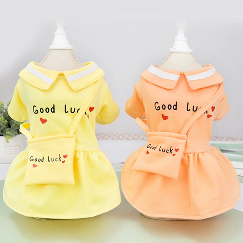 2022 Νέα καλοκαιρινά ρούχα για κατοικίδια Μικρή τσάντα φόρεμα για μικρά σκυλιά Πορτοκαλί κίτρινο νυφικά για σκύλους γάτας Ρούχα Yorkshire Chihuahua