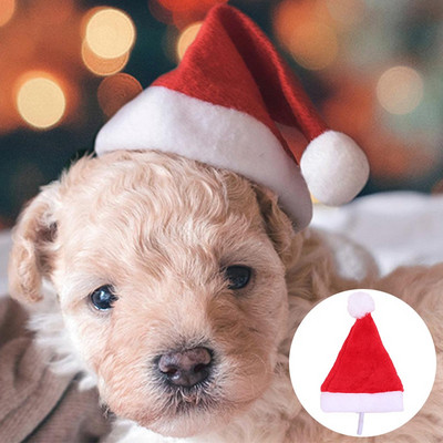 Crăciun Animal de companie Câine Pisică Pălărie Moș Crăciun Cățeluș mic Ornamente pentru costum de sărbători de Crăciun Accesorii pentru Cosplay Căciuli pentru petrecere de Crăciun Accesorii pentru animale de companie