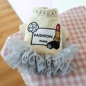 PETCIRCLE Oblečenie pre psov, rúž, sivé priadze, vlnené šaty, vhodné pre malého psa, šteniatko, mačku, všetky ročné obdobia, roztomilý kostým pre domáce zvieratá, oblečenie pre domáce zvieratá, sukňa