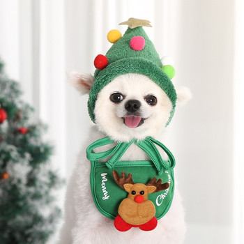 2022 Коледна шапка за куче Бандана Дядо Коледа Лигавници Шал Зимен сладък костюм за косплей Облекло за Чихуахуа Йорк Статии за домашни любимци Аксесоари