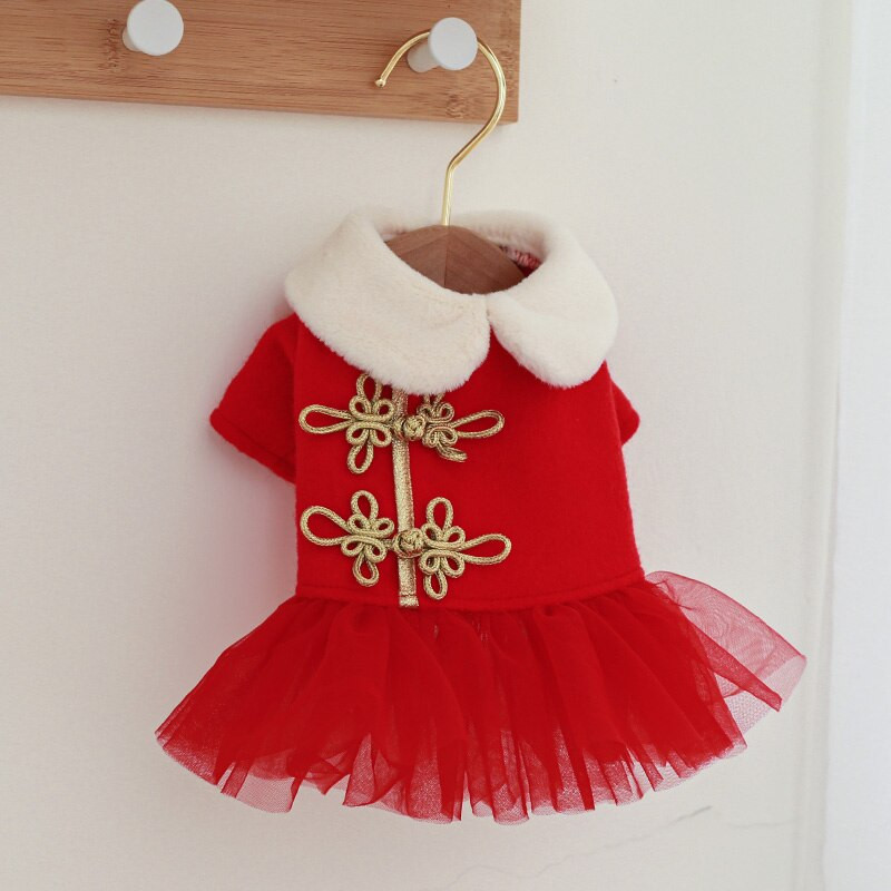 PETCIRCLE Oblečenie pre psov, šteniatka, novoročné šaty pre malé a stredné psy, šteniatko a mačku, zimné oblečenie pre domáce zvieratá, kostým pre psov, potreby pre domáce zvieratá, sukňa