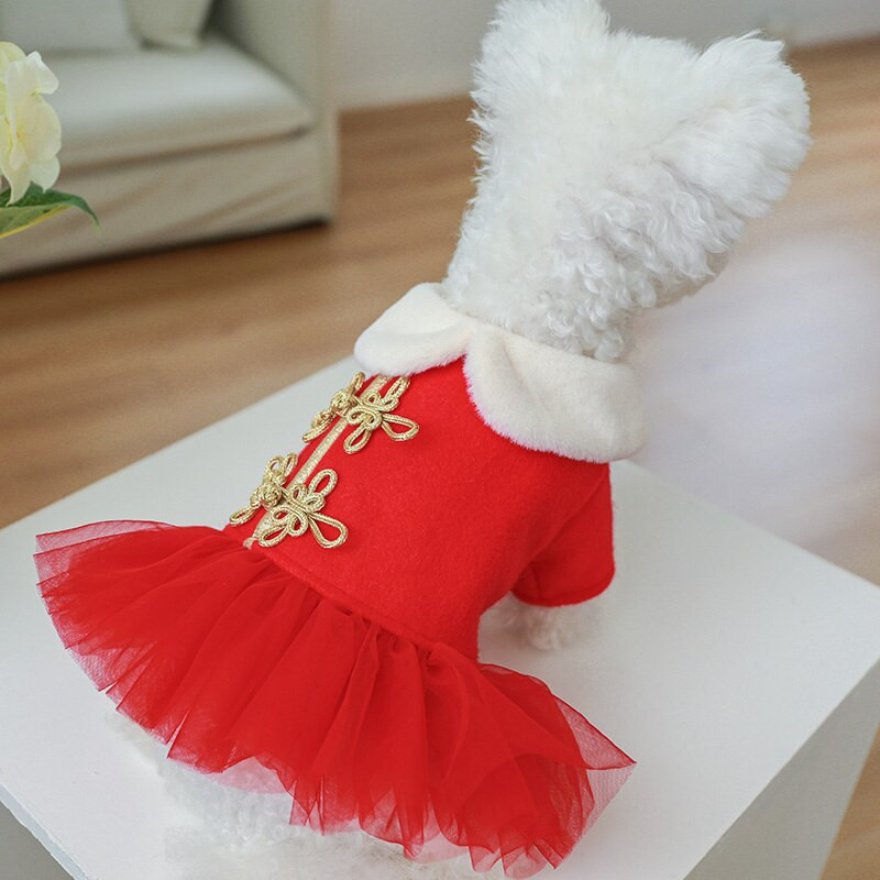 PETCIRCLE Oblečenie pre psov, šteniatka, novoročné šaty pre malé a stredné psy, šteniatko a mačku, zimné oblečenie pre domáce zvieratá, kostým pre psov, potreby pre domáce zvieratá, sukňa