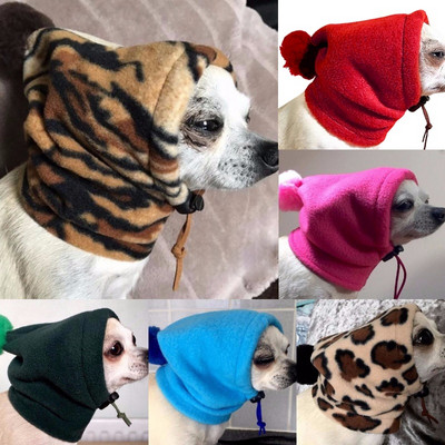Small Fur Ball Pet Hat Warm Drawstring Adjustment Hat Cute Winter Dog Hat Fleece Puppy Outdoor Cold Protection Cap Dog Headgear