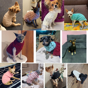 Кучешки пуловери за малки кучета Зимни топли дрехи за кучета Водолазка Плетено облекло за домашни любимци Кученце Котка Пуловер Жилетка Палто Чихуахуа Йорки