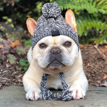 Зимна шапка за домашни любимци, котки, кучета, шапка, коледни топли ветроустойчиви шапки за домашни любимци, вълнени аксесоари за кучета за малки и средни кучета, шапки за булдог на открито