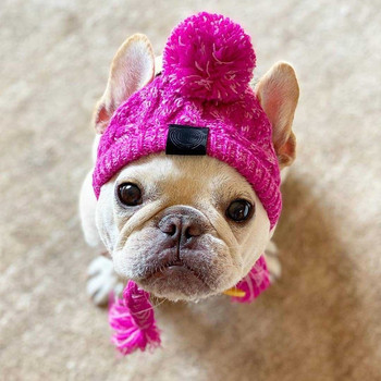 Зимна шапка за домашни любимци, котки, кучета, шапка, коледни топли ветроустойчиви шапки за домашни любимци, вълнени аксесоари за кучета за малки и средни кучета, шапки за булдог на открито