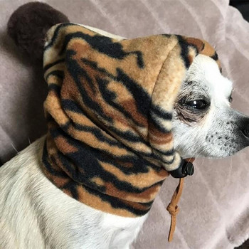 Νέο ζεστό καπέλο για κατοικίδια Casual Leopard Print Κορδόνι με ρυθμιζόμενο καπέλο σκύλου με γούνινη μπάλα χειμωνιάτικο κάλυμμα κεφαλής Cosplay καπέλο πάρτι