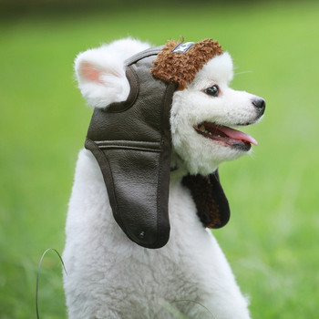Ζεστό καπέλο πιλότου σκύλου Δερμάτινο καπέλο για σκύλους κατοικίδιων για μεγάλο κουτάβι Σκύλοι Καπέλα Αστεία Cosplay καπέλο κατοικίδιων σκυλιών Χριστουγεννιάτικο δώρο για σκύλο