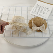 Ins Suvine lemmiklooma õlgmüts Kassi- ja koeramüts Cartoon Peomüts Lemmikloomade peakatted Pitsiline päikesemüts Pastoraalses stiilis peomüts Luksuslik disainmüts