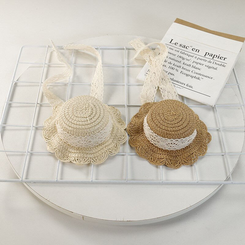 Ins Suvine lemmiklooma õlgmüts Kassi- ja koeramüts Cartoon Peomüts Lemmikloomade peakatted Pitsiline päikesemüts Pastoraalses stiilis peomüts Luksuslik disainmüts