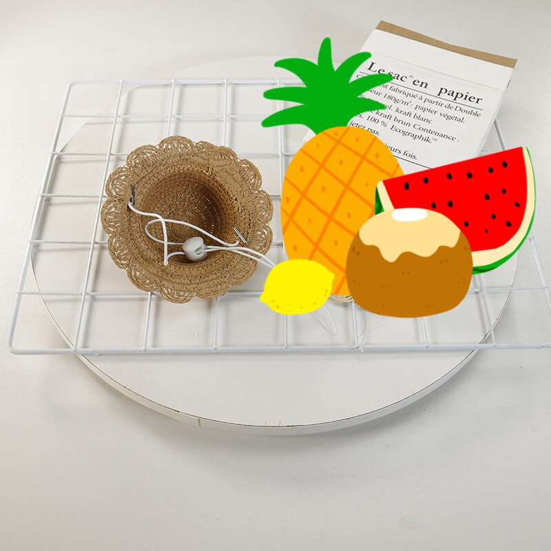 Ins Suvine lemmiklooma õlgmüts Kassi- ja koeramüts Cartoon Peomüts Lemmikloomade peakatted Pitsiline päikesemüts Pastoraalses stiilis peomüts Luksuslik disainmüts