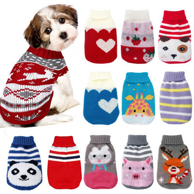 Зимни топли дрехи за кучета Коледен пуловер Чихуахуа Карикатурно облекло Палта за домашни любимци Яке Зимен костюм за кученце Статии Предмети