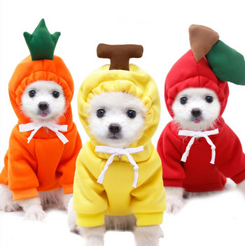 Сладки дрехи за кучета с плодове за малки кучета Качулки Топли поларени дрехи за домашни любимци Костюм за кученце Котка Палто за яке за кученца Костюми