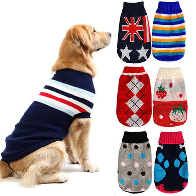 Pet Dog Knitted Sweater for Small Medium Large Dogs Cat Knitting Coat Outfits French Bulldog Yorkie Chihuahua Clothing Costumes